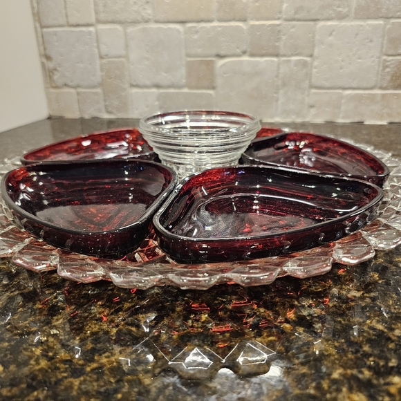 Vintage Anchor Hocking 7-pce Relish Dish - Picture 10 of 11